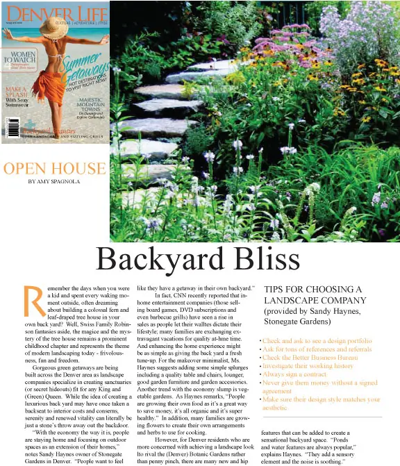 Denver Life Magazine Backyard Bliss article featuring Stonegate